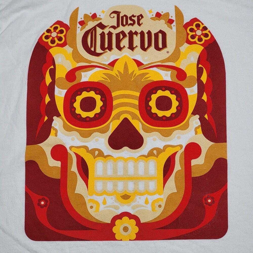 Jose Cuervo Graphic SS White Tee Sugar Skull w/ Pocket - Size Medium